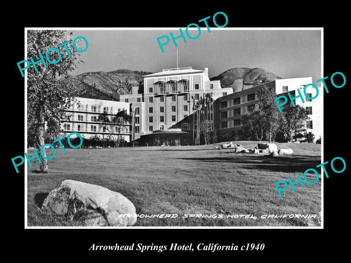 OLD LARGE HISTORIC PHOTO OF THE LAKE AROWHEAD HOTEL, CALIFORNIA c1940