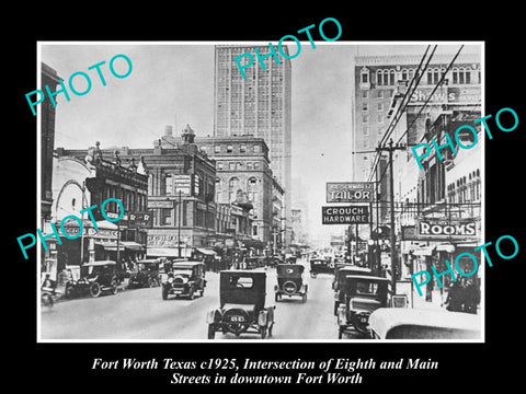 OLD LARGE HISTORIC PHOTO OF FORT WORTH TEXAS, VIEW OF 8th STREET c1925