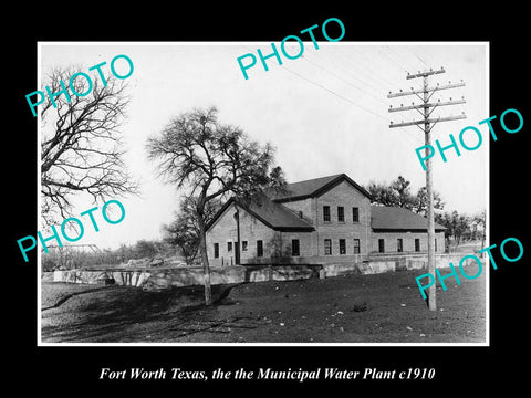 OLD LARGE HISTORIC PHOTO OF FORT WORTH TEXAS, THE MUNICIPAL WATER PLANT c1910