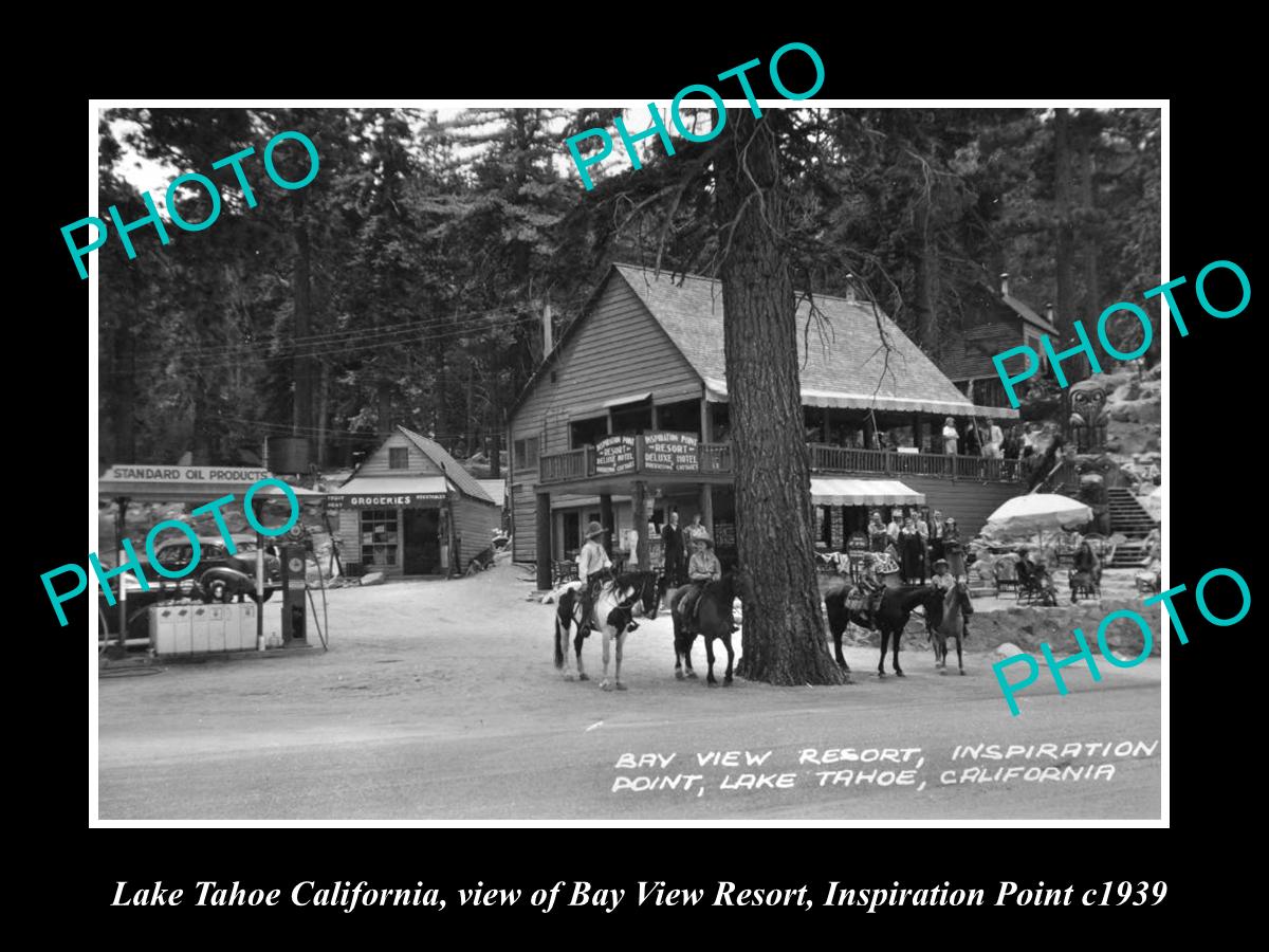 OLD LARGE HISTORIC PHOTO OF LAKE TAHOE CALIFORNIA, THE BAY VIEW RESORT c1939