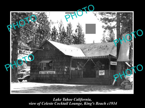 OLD LARGE HISTORIC PHOTO OF LAKE TAHOE CALIFORNIA, CELESTE COACKTAIL LOUGE c1934