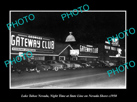 OLD LARGE HISTORIC PHOTO OF LAKE TAHOE NEVADA, VIEW OF THE GATEWAY CLUB c1950