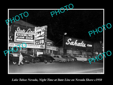 OLD LARGE HISTORIC PHOTO OF LAKE TAHOE NEVADA, VIEW OF THE SAHATIS CLUB c1950