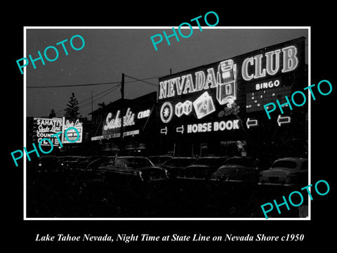 OLD LARGE HISTORIC PHOTO OF LAKE TAHOE NEVADA, VIEW OF THE NEVADA CLUB c1950