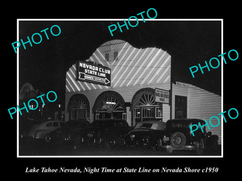 OLD LARGE HISTORIC PHOTO OF LAKE TAHOE NEVADA, VIEW OF THE NEVADA CLUB c1950 1