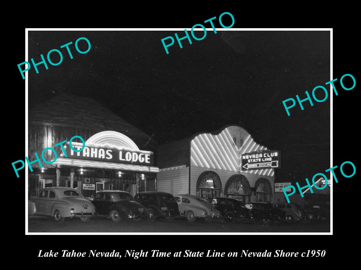 OLD LARGE HISTORIC PHOTO OF LAKE TAHOE NEVADA, VIEW OF THE ITAHAS CLUB c1950