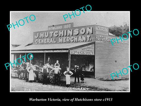 OLD LARGE HISTORIC PHOTO OF WARBURTON VICTORIA, HUTCHISONS GENERAL STORE c1913