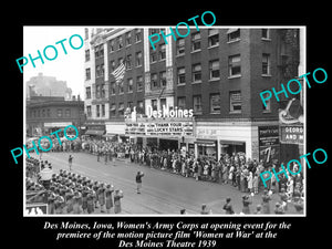 OLD LARGE HISTORIC PHOTO OF DES MOINES IOWA, VIEW OF THE DES MOINES THEATRE 1939