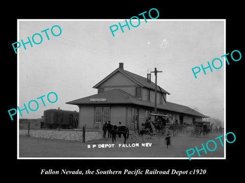 OLD LARGE HISTORIC PHOTO OF FALLON NEVADA, SOUTHERN PACIFIC RAILROAD DEPOT c1920