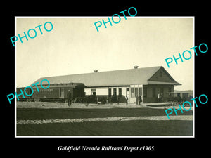 OLD LARGE HISTORIC PHOTO OF GOLDFIELD NEVADA, THE RAILROAD DEPOT STATION c1905