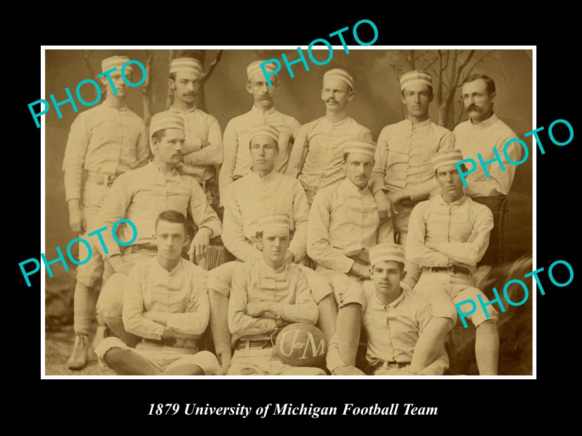 OLD LARGE HISTORIC PHOTO OF THE UNIVERSITY OF MICHIGAN FOOTBALL TEAM c1879