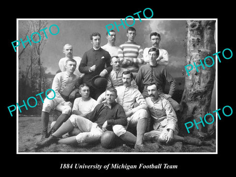 OLD LARGE HISTORIC PHOTO OF THE UNIVERSITY OF MICHIGAN FOOTBALL TEAM c1884