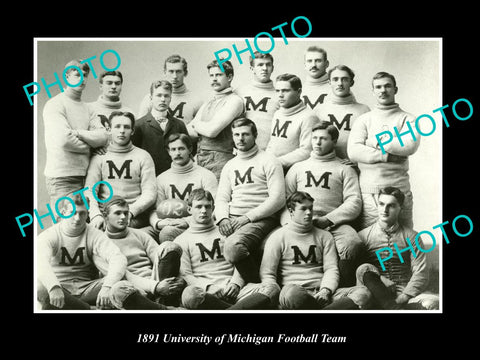 OLD LARGE HISTORIC PHOTO OF THE UNIVERSITY OF MICHIGAN FOOTBALL TEAM c1891