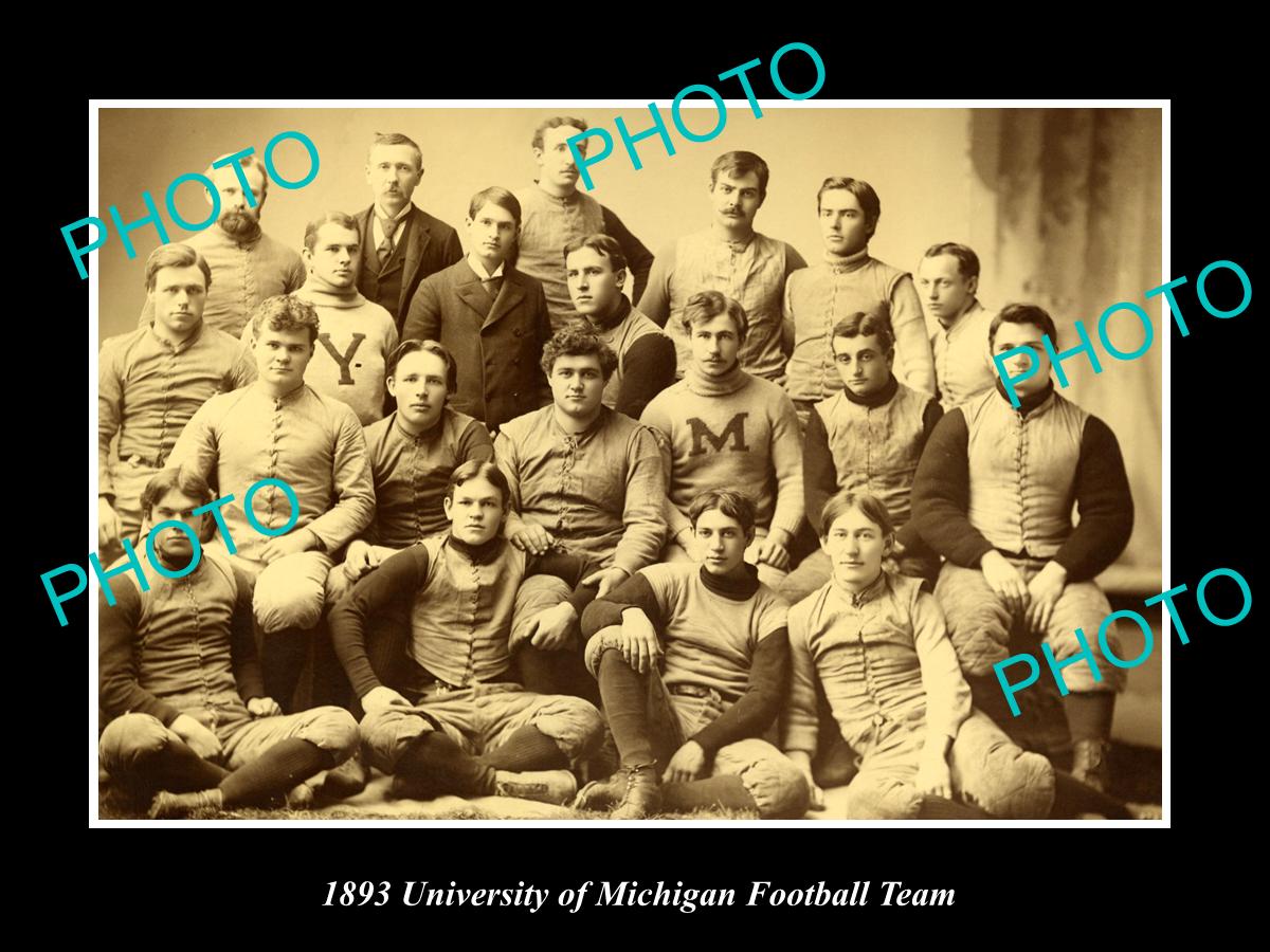 OLD LARGE HISTORIC PHOTO OF THE UNIVERSITY OF MICHIGAN FOOTBALL TEAM c1893