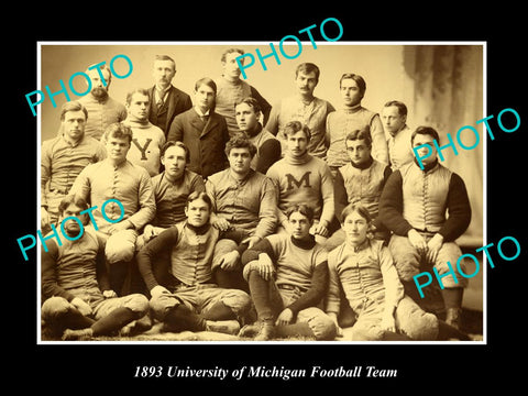 OLD LARGE HISTORIC PHOTO OF THE UNIVERSITY OF MICHIGAN FOOTBALL TEAM c1893