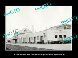 OLD LARGE HISTORIC PHOTO OF RENO NEVADA, SOUTHERN PACIFIC RAILROAD DEPOT c1920