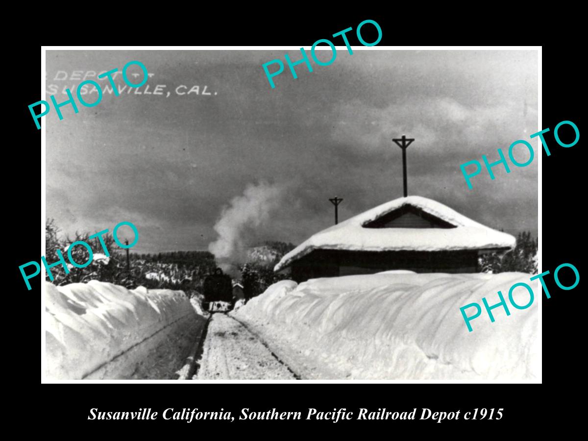 OLD LARGE HISTORIC PHOTO OF SUSANVILLE CALIFORNIA, RAILROAD DEPOT STATION c1915