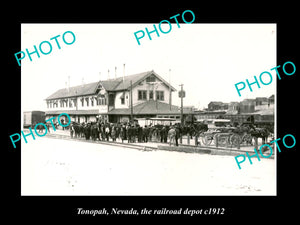 OLD LARGE HISTORIC PHOTO OF TONOPAH NEVADA, THE RAILROAD DEPOT STATION c1912