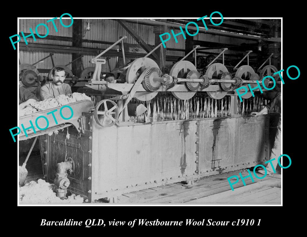 OLD LARGE HISTORIC PHOTO OF BARCALDINE QLD, WESTBOURNE WOOL SCOUR ca1910 2