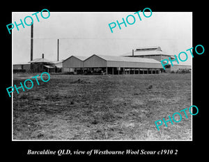 OLD LARGE HISTORIC PHOTO OF BARCALDINE QLD, WESTBOURNE WOOL SCOUR ca1910 3