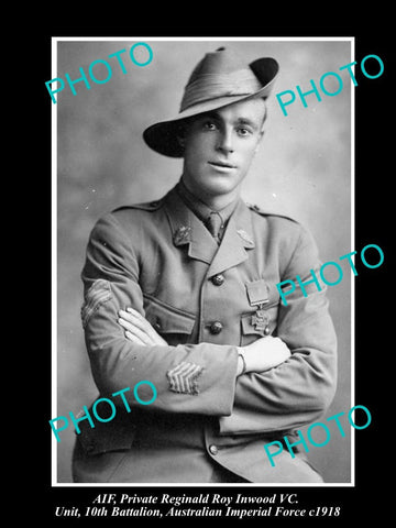 OLD HISTORIC PHOTO OF AUSTRALIAN ANZAC VICTORIA CROSS WINNER ROY INWOOD c1918