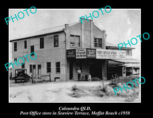 OLD LARGE HISTORIC PHOTO OF CALOUNDRA QLD, POST OFFICE AT MOFFAT BEACH ca1950