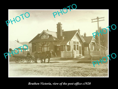 OLD LARGE HISTORIC PHOTO OF BRUTHEN VICTORIA, VIEW OF THE POST OFFICE c1920