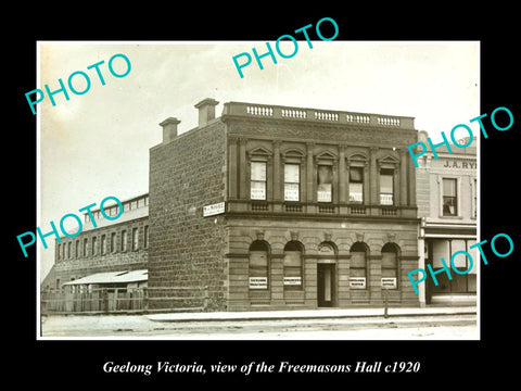 OLD LARGE HISTORIC PHOTO OF GEELONG VICTORIA, THE FREEMASONS HALL c1920