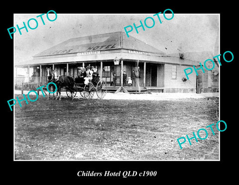 OLD LARGE HISTORIC PHOTO OF CHILDERS QLD, VIEW OF CHILDERS HOTEL ca1900