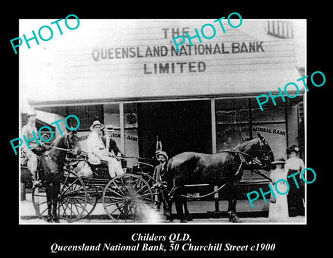 OLD LARGE HISTORIC PHOTO OF CHILDERS QLD, QUEENSLAND NATIONAL BANK ca1900