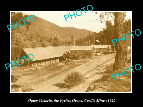 OLD LARGE HISTORIC PHOTO OF OMEO VICTORIA, VIEW OF THE PYRITES OVENS c1920