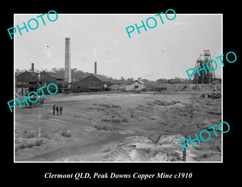 OLD LARGE HISTORIC PHOTO OF CLERMONT QLD, PEAK DOWNS COPPER MINE ca1910