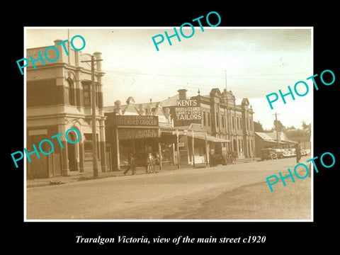 OLD LARGE HISTORIC PHOTO OF TRARALGON VICTORIA, VIEW OF THE MAIN STREET c1920