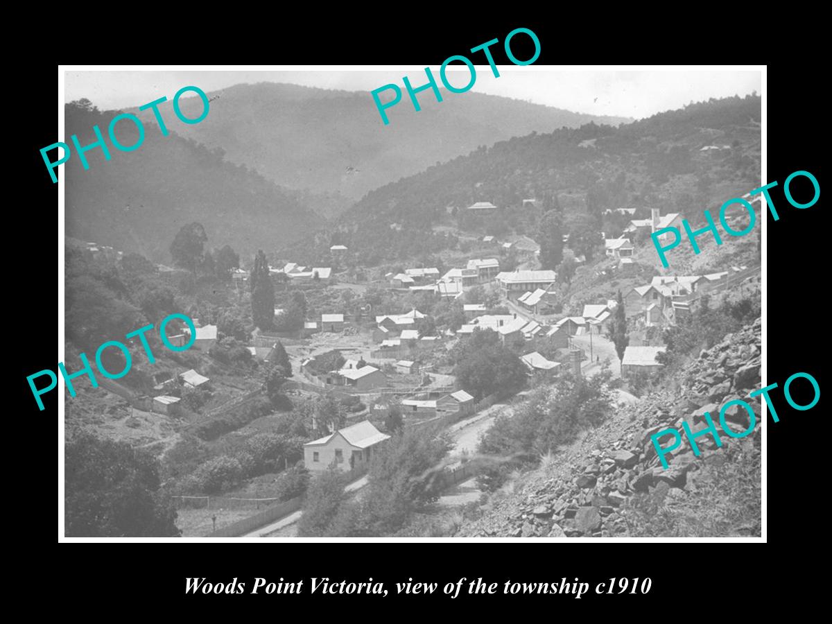 OLD LARGE HISTORIC PHOTO OF WOODS POINT VICTORIA, VIEW OF THE TOWNSHIP c1910