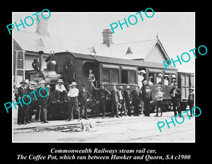 OLD LARGE HISTORIC PHOTO OF COMMONWEALTH RAILWAYS STEAM CAR HAWKER to QUORN 1900