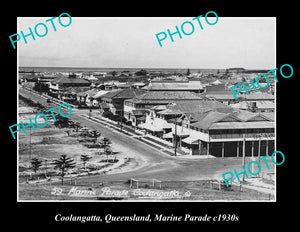 OLD LARGE HISTORIC PHOTO OF COOLANGATTA QLD, VIEW OF MARINE PARADE ca1930