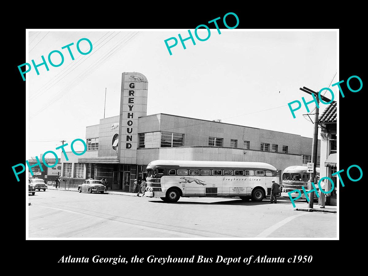 OLD LARGE HISTORIC PHOTO OF ATLANTA GEORGIA, THE GREYHOUND BUS DEPOT c1950