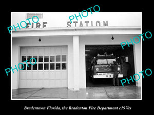 OLD LARGE HISTORIC PHOTO OF BRADENTOWN FLORIDA, FIRE DEPARTMENT STATION c1970s