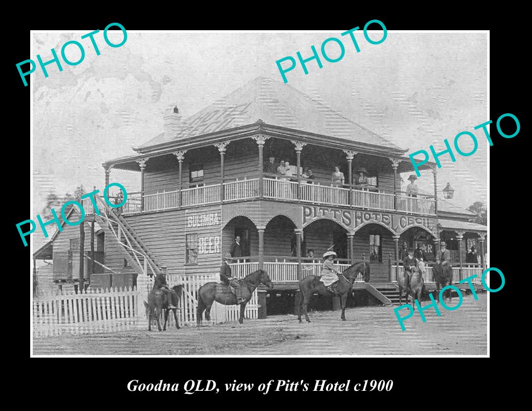 OLD LARGE HISTORIC PHOTO OF GOODNA QLD, VIEW OF PITTS HOTEL c1900