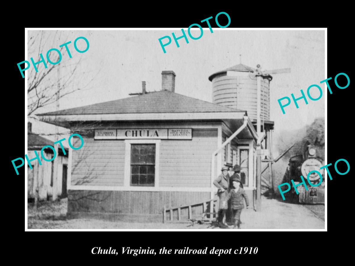 OLD LARGE HISTORIC PHOTO OF CHULA VIRGINIA, THE RAILROAD DEPOT STATION c1910