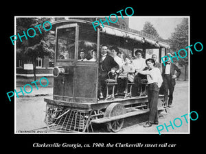 OLD LARGE HISTORIC PHOTO OF CLARKESVILLE GEORGIA, THE STREET RAIL CAR c1900