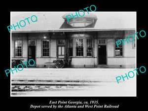 OLD LARGE HISTORIC PHOTO OF EAST POINT GEORGIA, THE RAILROAD DEPOT STATION c1935