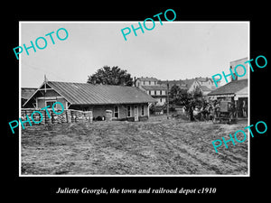 OLD LARGE HISTORIC PHOTO OF JULIETTE GEORGIA, THE RAILROAD DEPOT STATION c1910