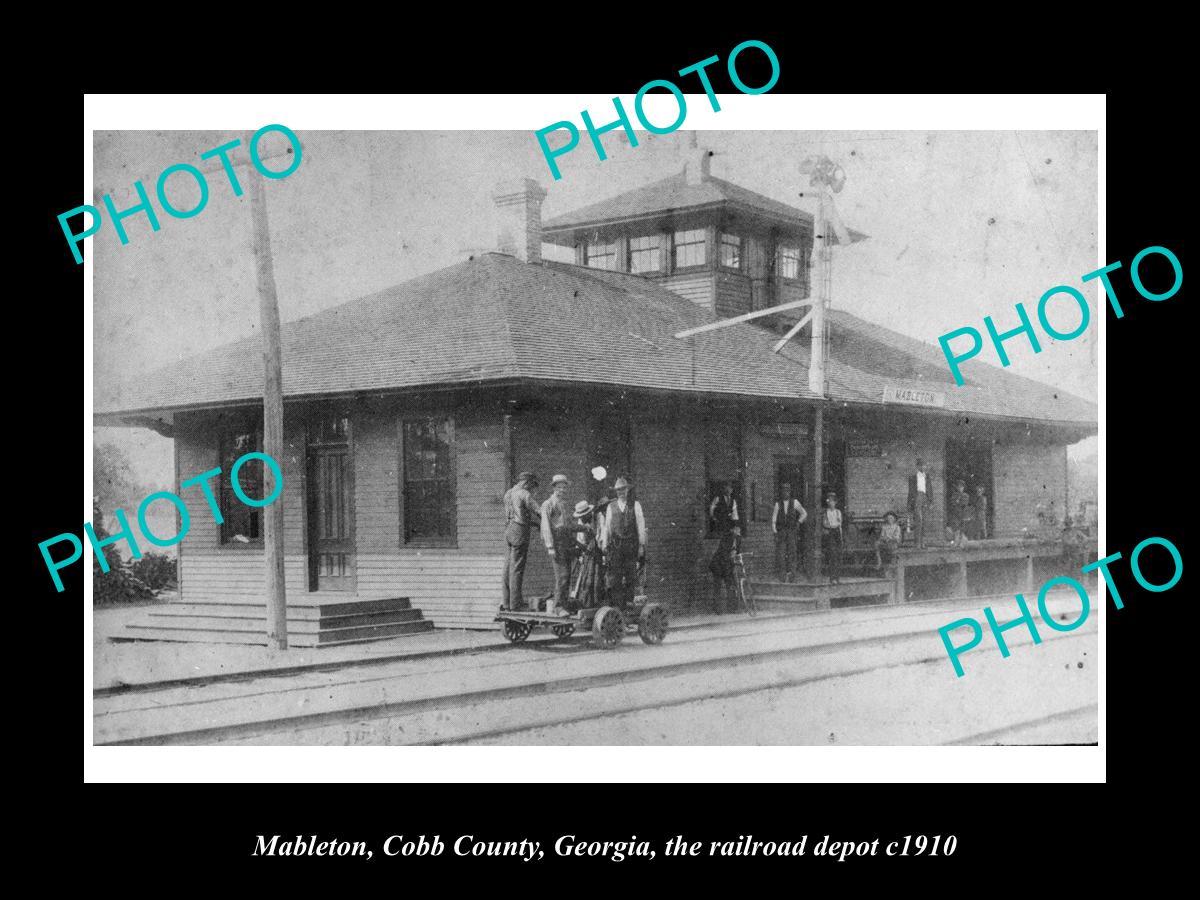 OLD LARGE HISTORIC PHOTO OF MABLETON GEORGIA, THE RAILROAD DEPOT STATION c1910