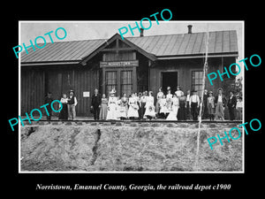 OLD LARGE HISTORIC PHOTO OF NORRISTOWN GEORGIA, THE RAILROAD DEPOT STATION c1900