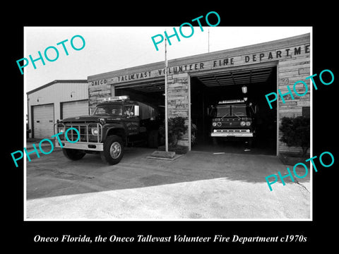 OLD LARGE HISTORIC PHOTO OF ONECO FLORIDA, THE FIRE DEPARTMENT STATION c1970s 1