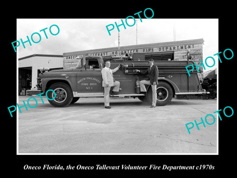 OLD LARGE HISTORIC PHOTO OF ONECO FLORIDA, THE FIRE DEPARTMENT STATION c1970s 2