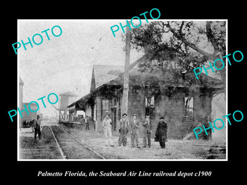 OLD LARGE HISTORIC PHOTO OF PALMETOO FLORIDA, THE RAILROAD DEPOT STATION c1900