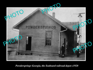 OLD LARGE HISTORIC PHOTO OF POWDERSPRINGS GEORGIA, RAILROAD DEPOT STATION c1920