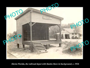 OLD LARGE HISTORIC PHOTO OF SLAVIA FLORIDA, THE RAILROAD DEPOT STATION c1926